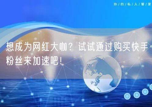 想成为网红大咖?试试通过购买快手粉丝来加速吧!