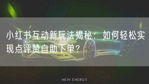 小红书互动新玩法揭秘:如何轻松实现点评赞自助下单?