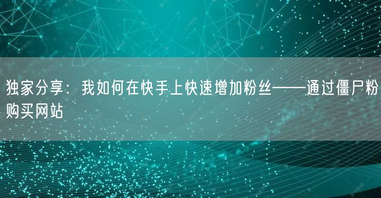 独家分享:我如何在快手上快速增加粉丝——通过僵尸粉购买网站