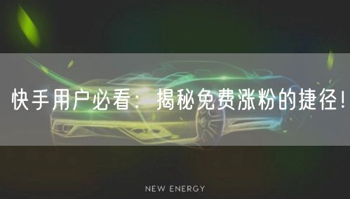 快手用户必看:揭秘免费涨粉的捷径!