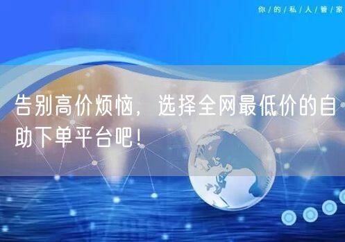 告别高价烦恼,选择全网最低价的自助下单平台吧!