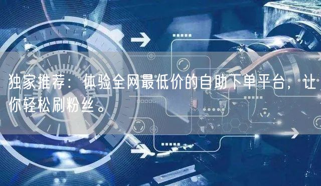 独家推荐:体验全网最低价的自助下单平台,让你轻松刷粉丝。