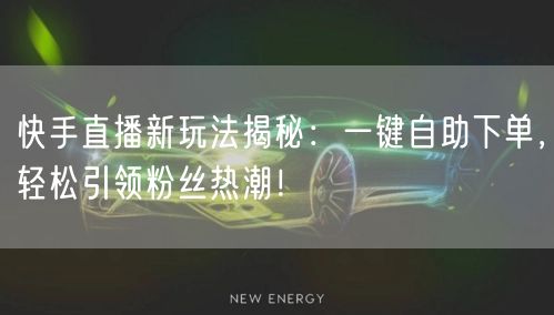 快手直播新玩法揭秘:一键自助下单,轻松引领粉丝热潮!