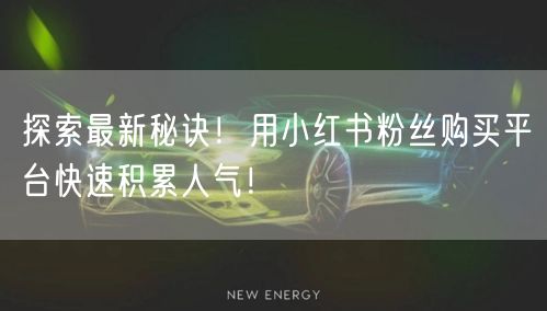 探索最新秘诀！用小红书粉丝购买平台快速积累人气！
